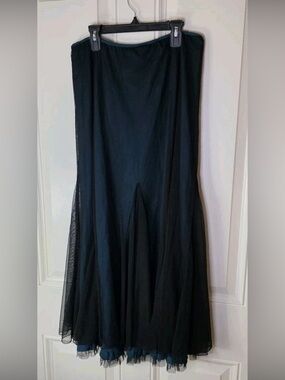 Double D Ranch Black Maxi Skirt with Sheer Overlay